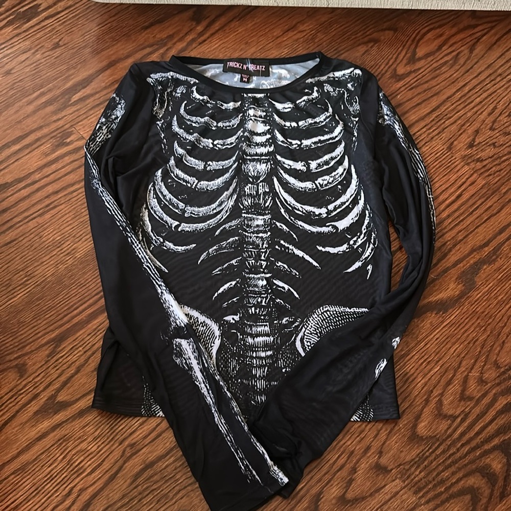 Skelton long sleeve mesh shirt